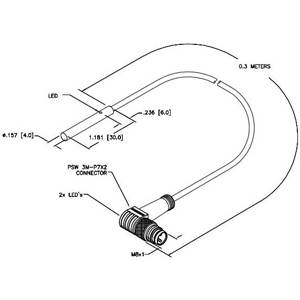 10 to 30 VDC, 4 MM Dia Barrel, Turck Inc. S4609583-000 Inductive Sensor, 1 MM Sensing Distance, NO/PNP Output