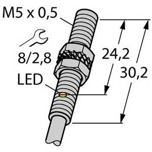 10 to 30 VDC, 5 MM Dia Barrel, Turck Inc. S4609778 Inductive Sensor, 1 MM Sensing Distance, NO/PNP Output