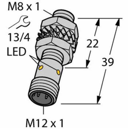 10 to 30 VDC, 8 MM Dia Barrel, Turck Inc. S4669150 Inductive Sensor, 1.5 MM Sensing Distance, NO/NPN Output