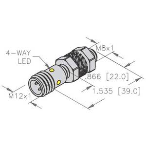 10 to 30 VDC, 8 MM Dia Barrel, Turck Inc. S4669150 Inductive Sensor, 1.5 MM Sensing Distance, NO/NPN Output