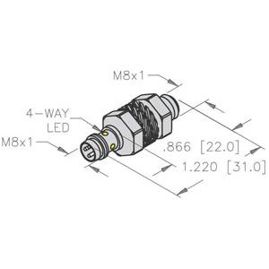 10 to 30 VDC, 8 MM Dia Barrel, Turck Inc. S4669450 Inductive Sensor, 2 MM Sensing Distance, NO/PNP Output