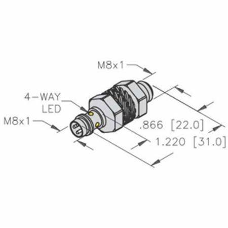 10 to 30 VDC, 3 KHz, Turck Inc. S4669452 Inductive Sensor, 2 MM Sensing Distance, 1NO/PNP Output