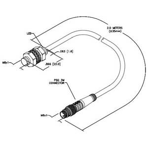 10 to 30 VDC, Turck Inc. S4669485 Inductive Sensor, 2 MM Sensing Distance, 1NO/PNP Output