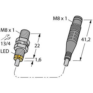 10 to 30 VDC, 18 MM Dia Barrel, Turck Inc. S4669499 Inductive Sensor, 2 MM Sensing Distance, NO/PNP Output