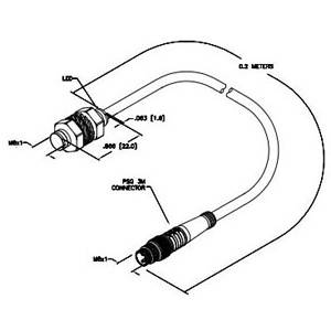 10 to 30 VDC, 18 MM Dia Barrel, Turck Inc. S4669499 Inductive Sensor, 2 MM Sensing Distance, NO/PNP Output