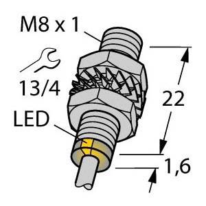 10 to 30 VDC, 8 MM Dia Barrel, Turck Inc. S4669500 Inductive Sensor, 2 MM Sensing Distance, NO/NPN Output