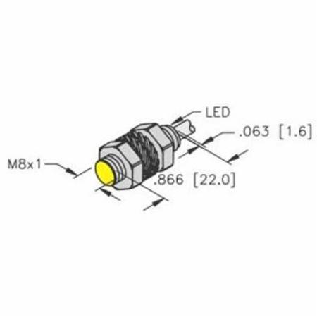 10 to 30 VDC, 8 MM Dia Barrel, Turck Inc. S4669500 Inductive Sensor, 2 MM Sensing Distance, NO/NPN Output