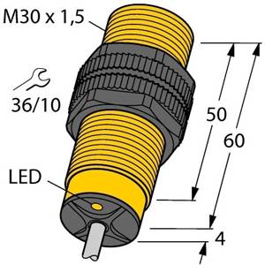 20 to 250 VAC, 30 MM Dia Barrel, Turck Inc. T4355400 Inductive Sensor, 10 MM Sensing Distance, NO Output