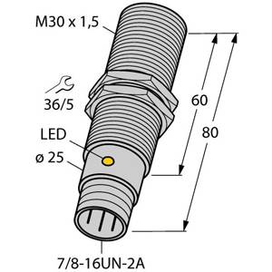 20 to 250 VAC, 30 MM Dia Barrel, Turck Inc. T4373300 Inductive Sensor, 10 MM Sensing Distance, NC Output