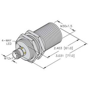 10 to 65 VDC, 30 MM Dia Barrel, Turck Inc. T4417501 Inductive Sensor, 10 MM Sensing Distance, NO Output