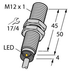 10 to 30 VDC, 12 MM Dia Barrel, Turck Inc. T4606500 Inductive Sensor, 2 MM Sensing Distance, NO/PNP Output