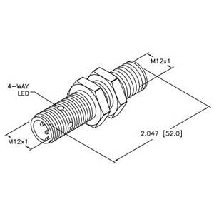 10 to 30 VDC, 12 MM Dia Barrel, Turck Inc. T4606595 Inductive Sensor, 2 MM Sensing Distance, NO/PNP Output