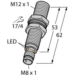 10 to 30 VDC, 12 MM Dia Barrel, Turck Inc. T4606597 Inductive Sensor, 2 MM Sensing Distance, NO/PNP Output