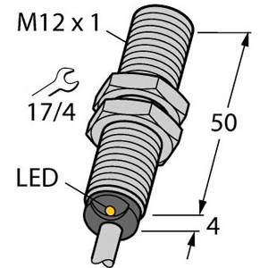 10 to 30 VDC, 12 MM Dia Barrel, Turck Inc. T4635400 Inductive Sensor, 2 MM Sensing Distance, NO/PNP Output