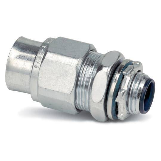 T&B® 3723 Straight Conduit Connector With Insulated Throat, Sealing Ring, Iron Retainer, 1 in Trade, Malleable Iron