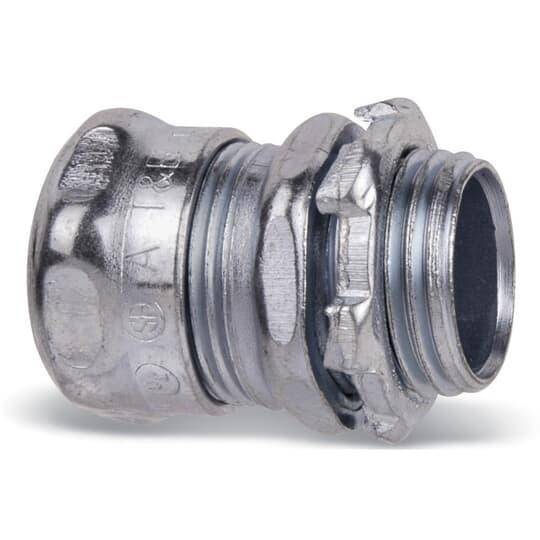 T&B® 5121-TB Compression Connector, 1/2 in Trade, For Use With EMT Conduits, Steel, Chromate Coated/Electro-Zinc Plated