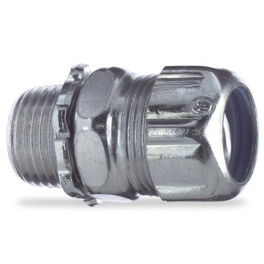 T&B® 5231 Non-Insulated Straight Conduit Connector, 3/8 in Trade, Steel, Chromate Coated/Electro-Zinc Plated
