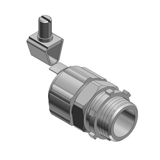 T&B® 5233GR External Bonding Non-Insulated Straight Grounding Connector, 3/4 in Trade, Steel, Chromate Coated/Electro-Zinc Plated