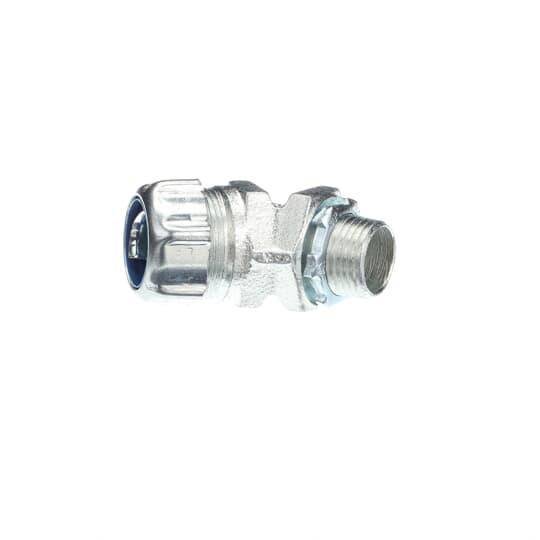 T&B® 5242 Non-Insulated Conduit Connector, 1/2 in Trade, 45 deg, Malleable Iron, Chromate Coated/Electro-Zinc Plated