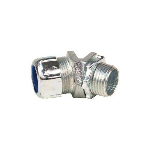 T&B® 5246 Non-Insulated Conduit Connector, 1-1/2 in Trade, 45 deg, Malleable Iron, Chromate Coated/Electro-Zinc Plated