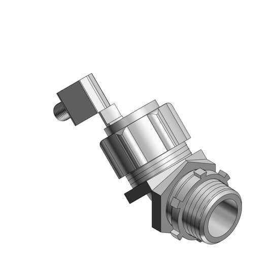 T&B® 5247GR External Bonding Non-Insulated Grounding Connector, 2 in Trade, 45 deg, Malleable Iron, Chromate Coated/Electro-Zinc Plated