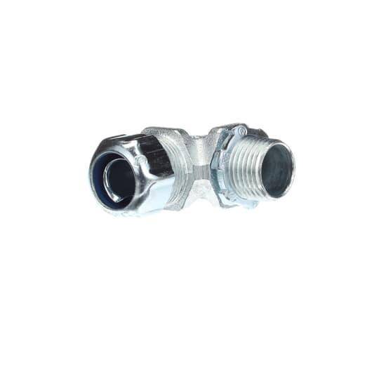 T&B® 5251 Non-Insulated Conduit Connector, 3/8 in Trade, 90 deg, Malleable Iron, Chromate Coated/Electro-Zinc Plated