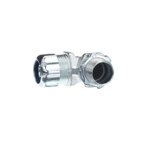T&B® 5251 Non-Insulated Conduit Connector, 3/8 in Trade, 90 deg, Malleable Iron, Chromate Coated/Electro-Zinc Plated