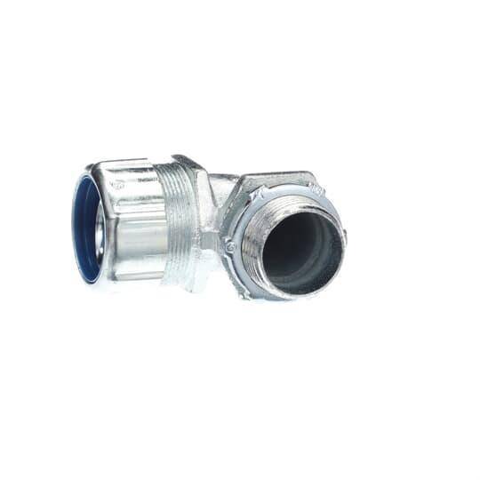 T&B® 5254 Non-Insulated Conduit Connector, 1 in Trade, 90 deg, Malleable Iron, Chromate Coated/Electro-Zinc Plated