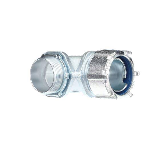T&B® 5256 Non-Insulated Conduit Connector, 1-1/2 in Trade, 90 deg, Malleable Iron, Chromate Coated/Electro-Zinc Plated