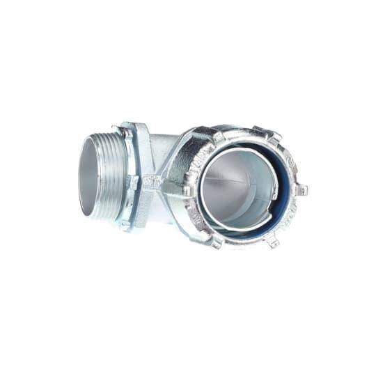 T&B® 5256 Non-Insulated Conduit Connector, 1-1/2 in Trade, 90 deg, Malleable Iron, Chromate Coated/Electro-Zinc Plated
