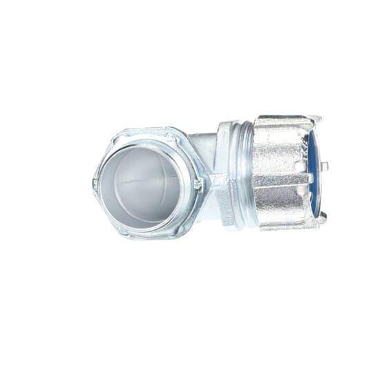 T&B® 5256 Non-Insulated Conduit Connector, 1-1/2 in Trade, 90 deg, Malleable Iron, Chromate Coated/Electro-Zinc Plated