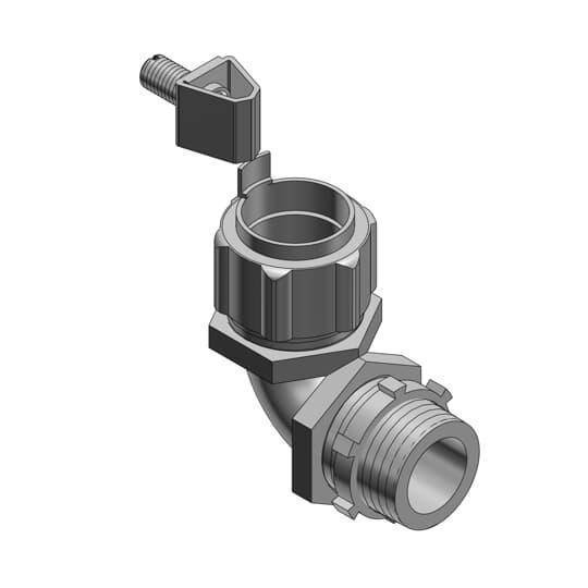 T&B® 5253GR External Bonding Non-Insulated Grounding Connector, 3/4 in Trade, 90 deg, Malleable Iron, Chromate Coated/Electro-Zinc Plated