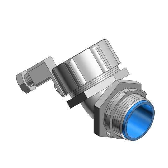 T&B® 5350GR External Bonding Insulated Grounding Connector, 4 in Trade, 45 deg, Malleable Iron, Chromate Coated/Electro-Zinc Plated