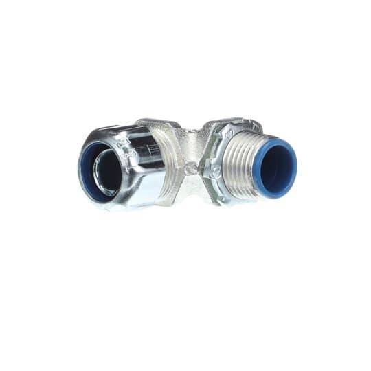T&B® 5351 Insulated Conduit Connector, 3/8 in Trade, 90 deg, Malleable Iron, Chromate Coated/Electro-Zinc Plated