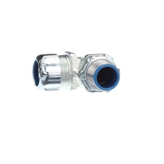 T&B® 5351 Insulated Conduit Connector, 3/8 in Trade, 90 deg, Malleable Iron, Chromate Coated/Electro-Zinc Plated