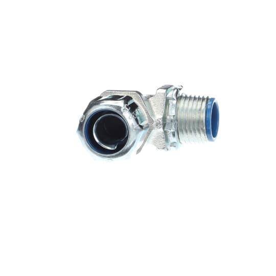 T&B® 5351 Insulated Conduit Connector, 3/8 in Trade, 90 deg, Malleable Iron, Chromate Coated/Electro-Zinc Plated