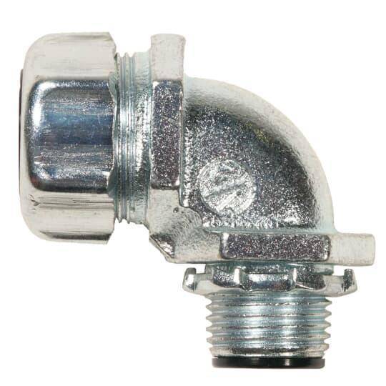 T&B® 5354-HT High Temperature Insulated Conduit Connector, 1 in Trade, 90 deg, Malleable Iron, Clear Chromate Coated/Zinc Plated