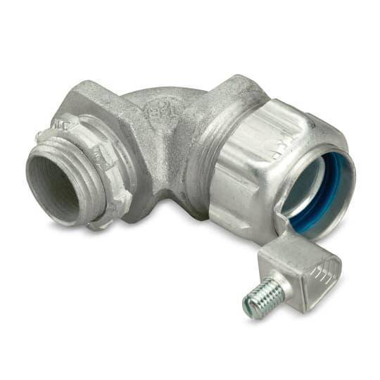 T&B® 5353GR External Bonding Insulated Grounding Connector With Revolver Lug, 3/4 in Trade, 90 deg, Malleable Iron, Chromate Coated/Electro-Zinc Plated