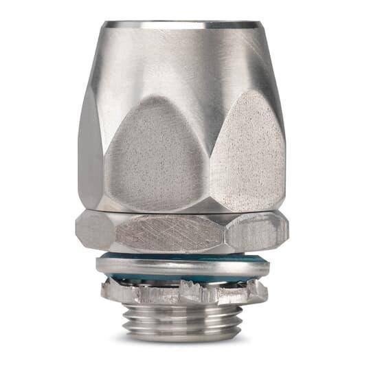 T&B® 6302SST Straight Conduit Connector With Santoprene™ Sealing Gasket, Stainless Steel Retaining Ring, 1/2 in Trade, Stainless Steel, Electro-Zinc Plated