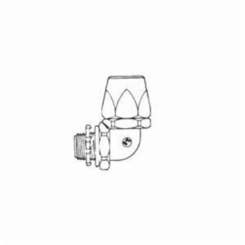 T&B® 6322 Conduit Connector With Captive Sealing O-Ring, Tapered Hub Thread, 1/2 in Trade, 90 deg, Thermoplastic, Electro-Zinc Plated