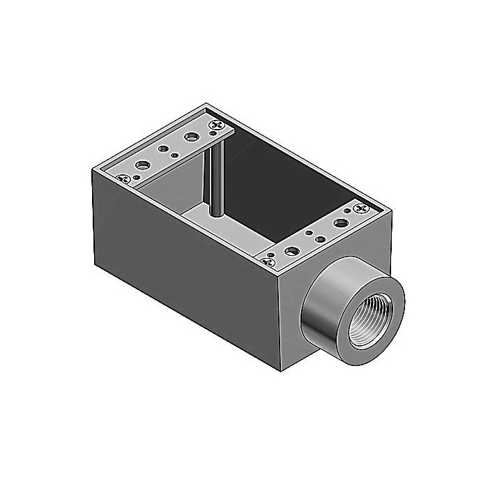 T&B® AFS-1 Type FS Dead End Shallow Style Device Box, Die Cast Aluminum, 21.6 cu-in Capacity, 1 Gangs, 1 Outlets, 1 Knockouts, 2-13/16 in W x 2-1/16 in D x 4-9/16 in H