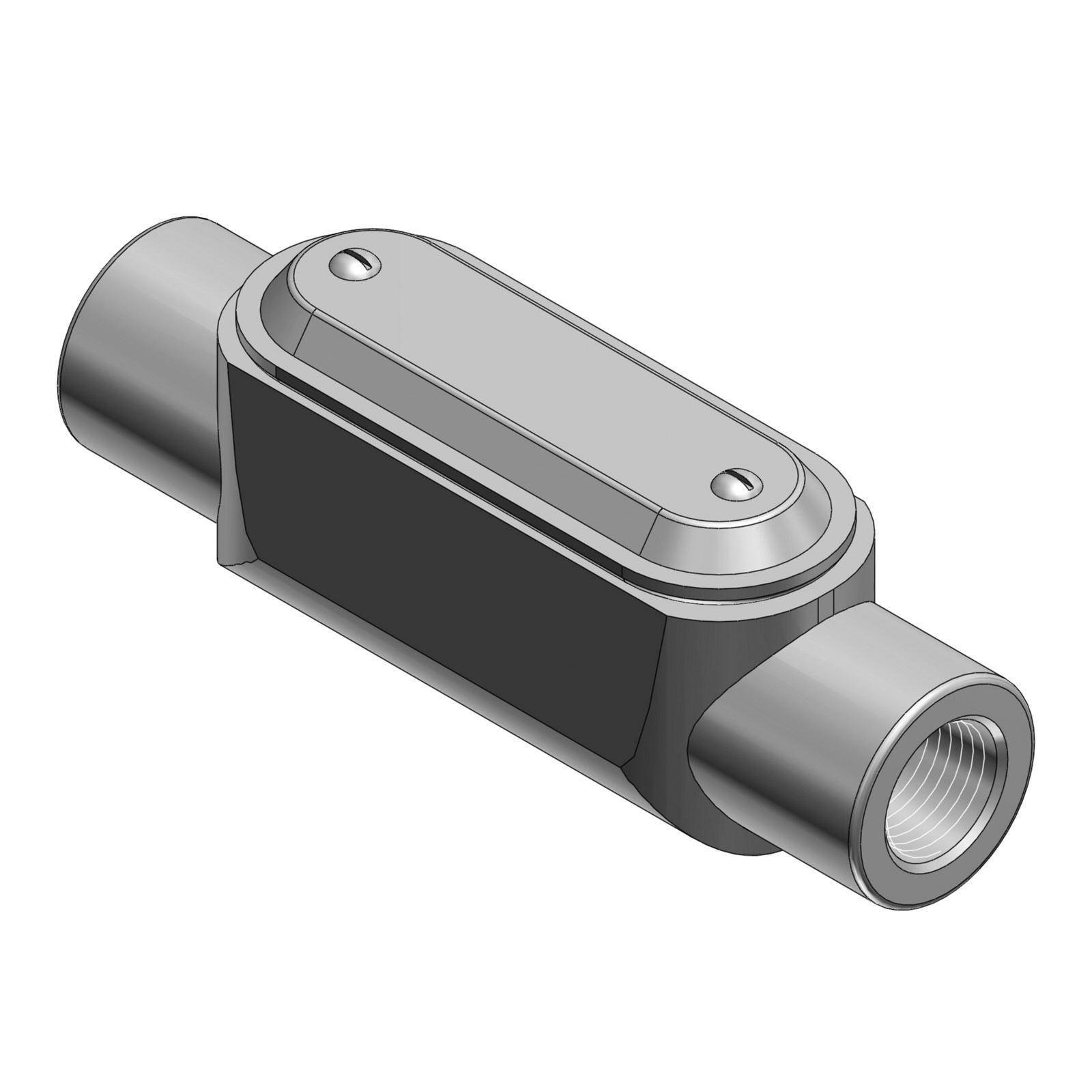 T&B® BlueKote® C57CG-TB Type C Pre-Assembled Conduit Body With Cover, Gasket, 1-1/2 in Hub, Form 7 Form, 27.5 cu-in Capacity, Malleable Iron, Epoxy Powder Coated/Zinc Plated