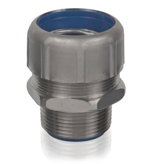 T&B® Industrial Fitting Safe Edge® 5332SST6 5300SST6 Insulated NPT Thread Standard Straight Conduit Connector With Dura Plate Ground Cone, 1/2 in Trade, 316 Stainless Steel