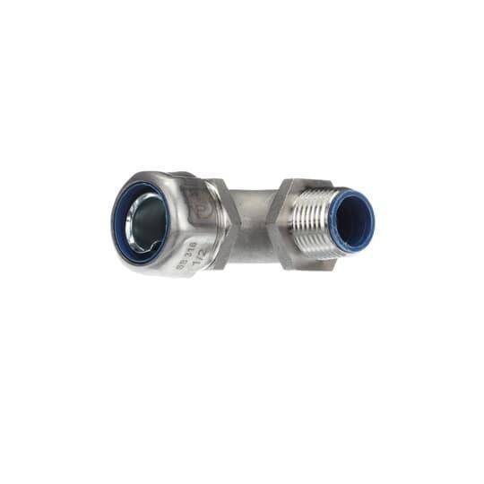 T&B® Industrial Fitting Safe Edge® 5352SST6 5300SST6 Insulated NPT Thread Standard Conduit Connector With Dura Plate Ground Cone, 1/2 in Trade, 90 deg, 316 Stainless Steel
