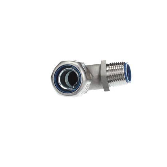 T&B® Industrial Fitting Safe Edge® 5352SST6 5300SST6 Insulated NPT Thread Standard Conduit Connector With Dura Plate Ground Cone, 1/2 in Trade, 90 deg, 316 Stainless Steel