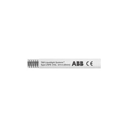 T&B® Industrial Fitting Liquidtight Systems™ LT6FES01W-C Type LT6FE Liquid Tight Flexible Metal Conduit With PVC Jacket, 3/8 in Trade, 0.484 in ID x 0.71 in OD, 100 ft L, 316 Stainless Steel
