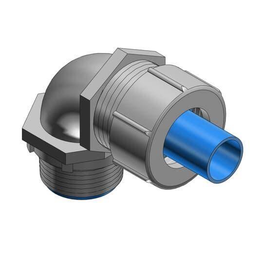 T&B® Plastic Bullet® LT9100M Flexible Conduit Connector With Nylon Insert, 1 in Trade, 90 deg, Steel