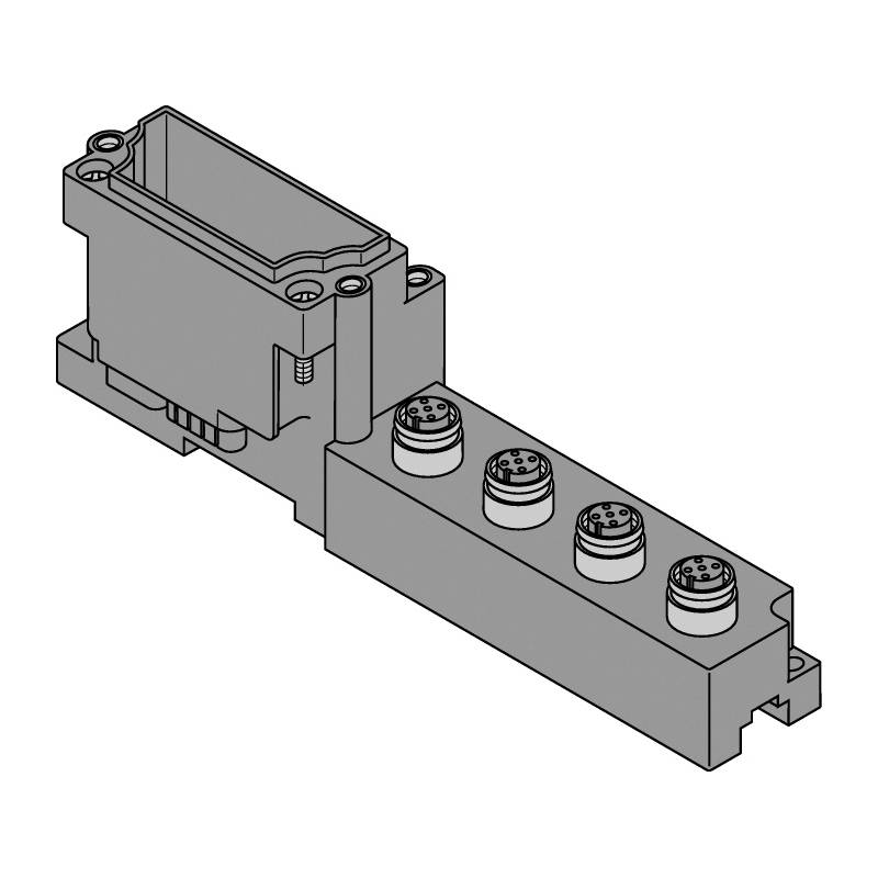 Turck 6827187 BL67 5-Pin 4-Slots Base Module With (4) M12 Connection Technology, Polycarbonate