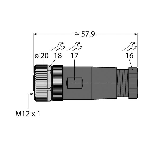 Turck BM 8151-0/PG9 Straight Female Round Connector, 60 VDC, 4 A, 18 AWG