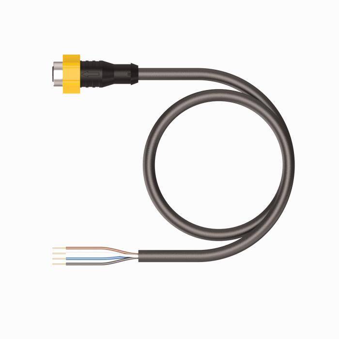Turck EKRT-A4.400-GC2K-10 Connection Cable, M12 x 1 Straight Female Connector, 10 m L Cable, 4 Poles